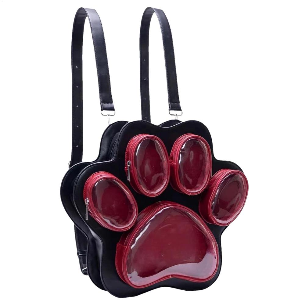 Cute Backpack For School Womens Bookbag Cat Paw Backpack Plush Doll Display Bookbag Storage Bag Casual Travel Daypack For Women