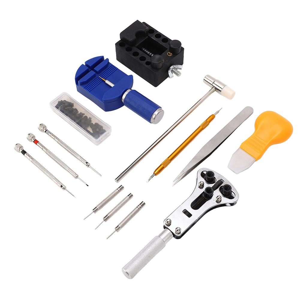 Watch Repair Tool Stainless Steel Watch Battery Replacement Tool Kit with Canvas Case