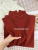 Women's New Year Limited Edition Angora Red Knit Sweater - Half-High Neck, Long Sleeve Base Layer Top for Autumn/Winter