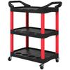 3-Tier Rolling Tool Cart, Tool Trolley On Wheels, Plastic Mobile Service Utility Cart with Handles for Garage, Mechanics and Warehouse, 91kg Capacity