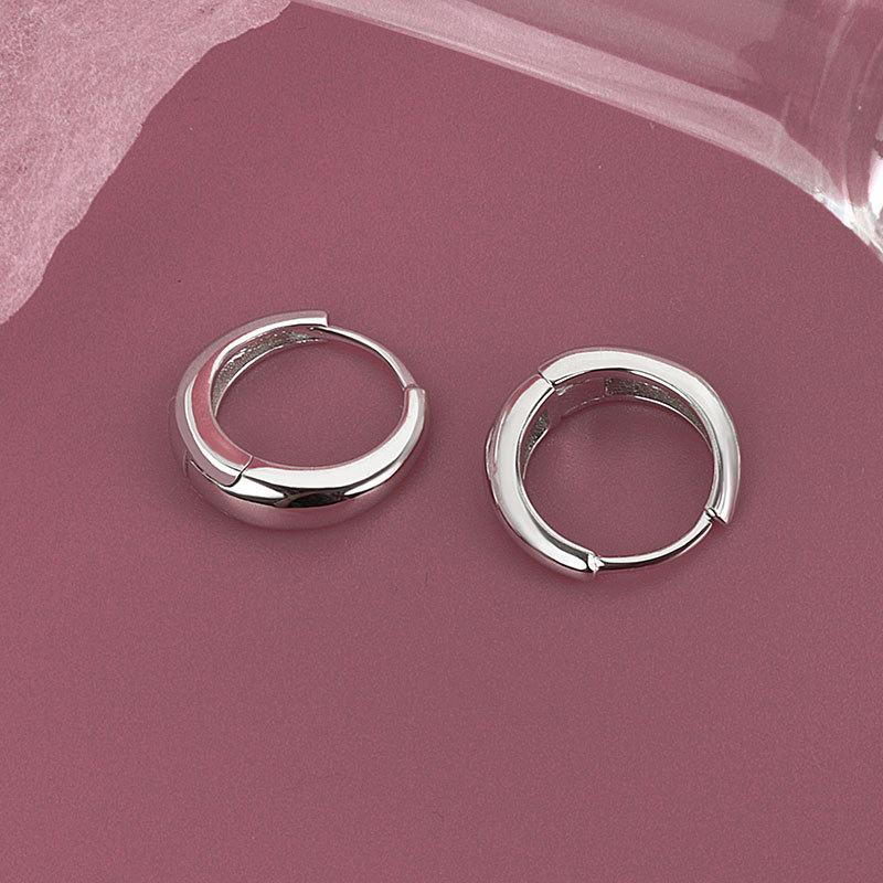 S925 Sterling Silver Minimalist Geometric Hoop Earrings Versatile Female Ear Buckles for Party Personalized Silver Jewelry платиновый