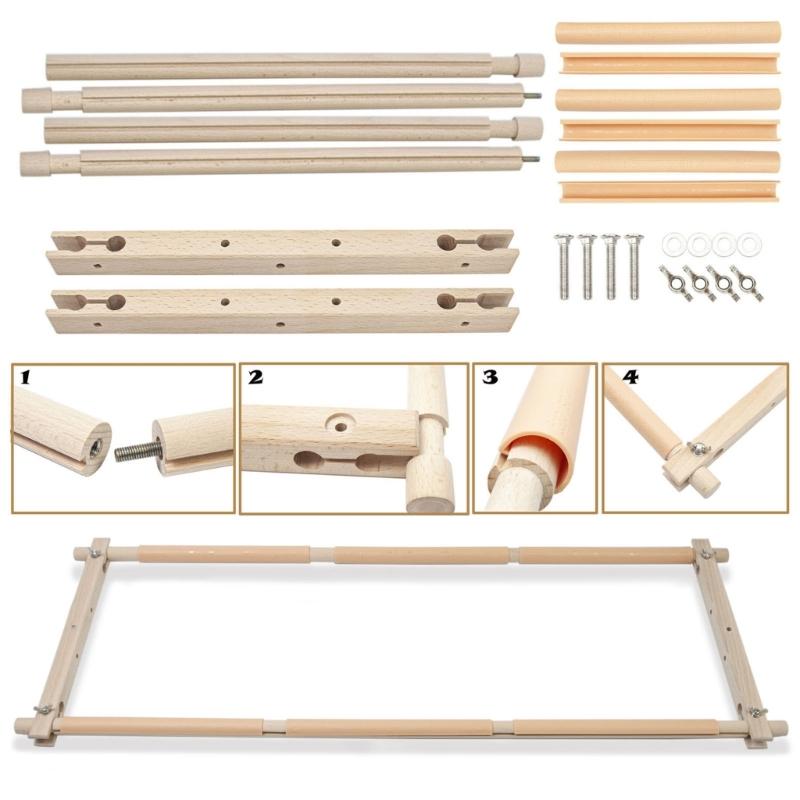 Needlepoint Embroidery Rack, Scroll Frames for Cross Stitches, Hard Wood Needlepoint Stretcher Frame Quilting Hoop Stand
