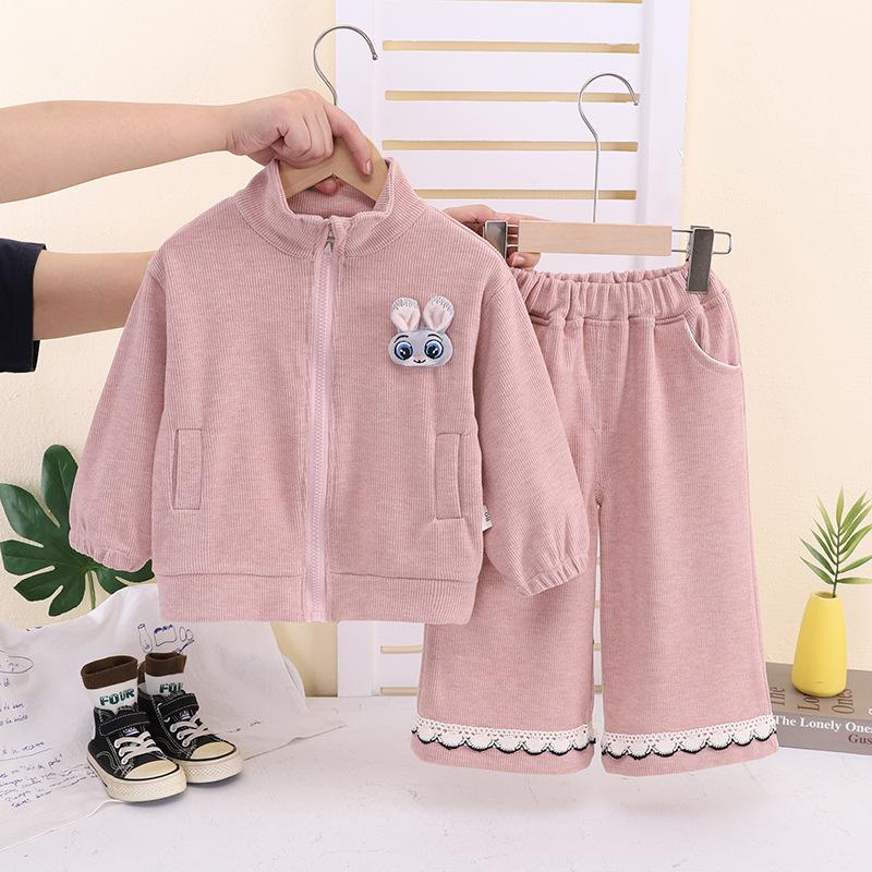 Girls Autumn Casual Sports Two Piece Set Windbreaker Hoodie Outfit Baby Kids Clothing 80