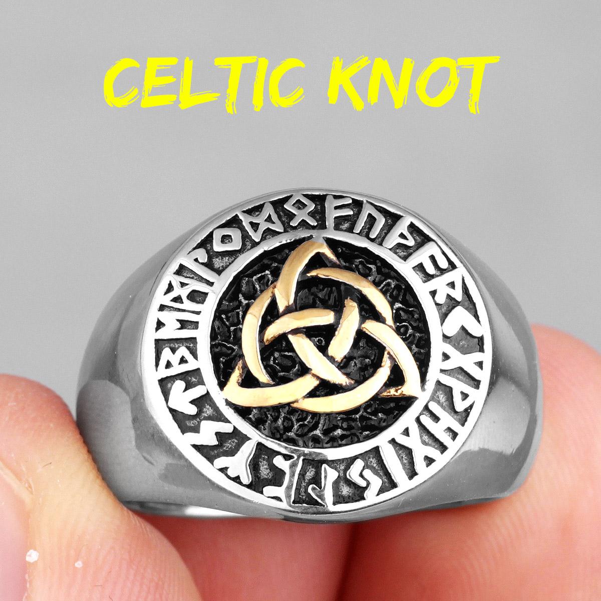 

Celtic Knot Viking Rune Stainless Steel Mens Rings Vintage Amulet for Male Boyfriend Biker Jewelry Creativity Gift Wholesale 13