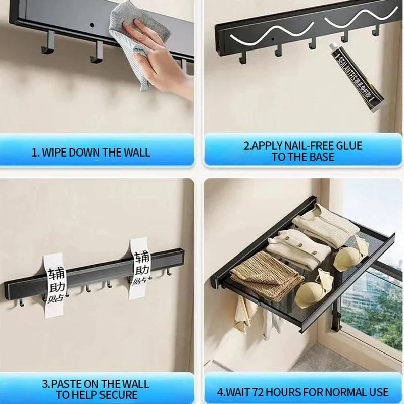 Balcony Drying Racks Retractable Drying Net Foldable Multifunctional Stainless Steel Sock Wall Shelf Bathroom Portable Organizer