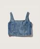 PLAC WOMEN Sleeveless Denim Crop Top T73 Mid Blue