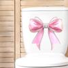 Pink Bow Toilet Stickers Featuring Glow-In-The-Dark Bows, Rhinestone Embellishments, And Luminous Designs