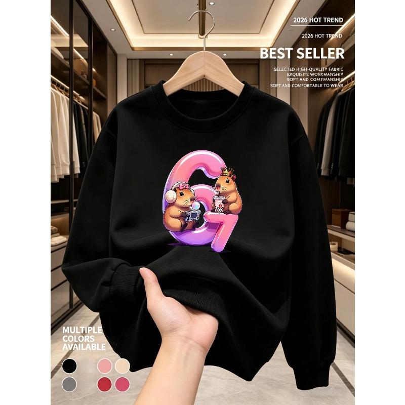 European sizes New Fashionable Kids Sweatshirt, Comfortable Crewneck Sweatshirt for Kids, Casual Versatile Trendy Printed Top for Students 110