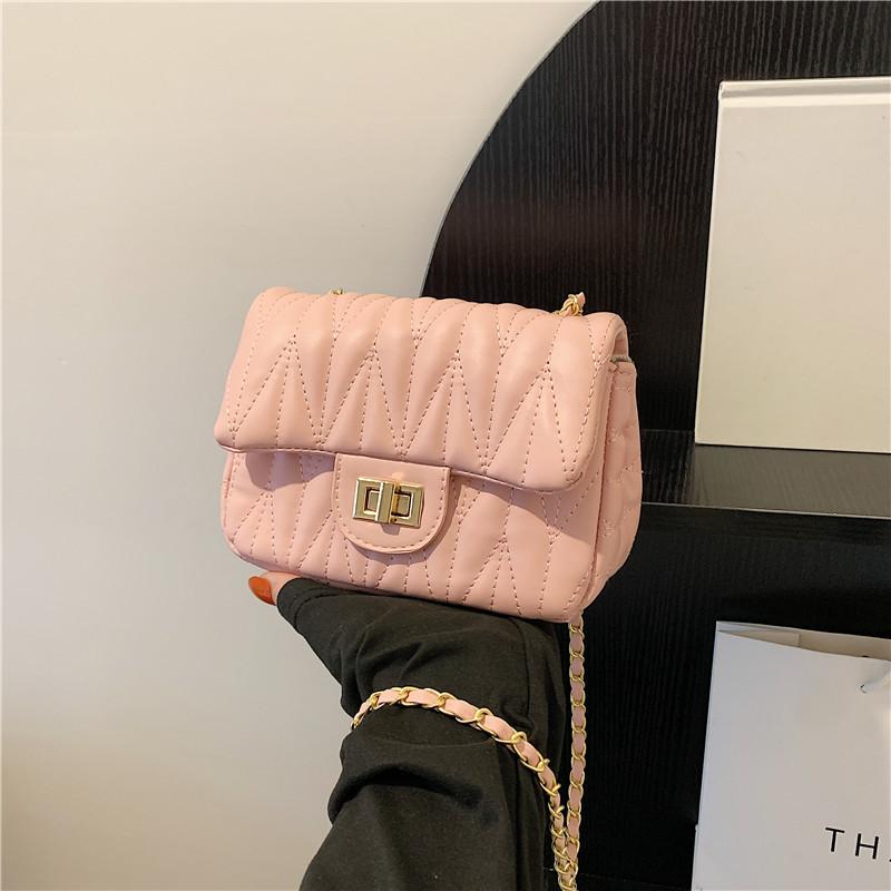 

Весна новий ретро корейська версія сумка на плече жіноча ромбовидна вишивка ниткою темперамент популярна сумка-месенджер текстурна ланцюгова сумка рожевий