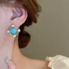 Turquoise Ethnic Style Tassel Earrings Green Water Drop Pearl Ear Studs Earrings Pendant  Women