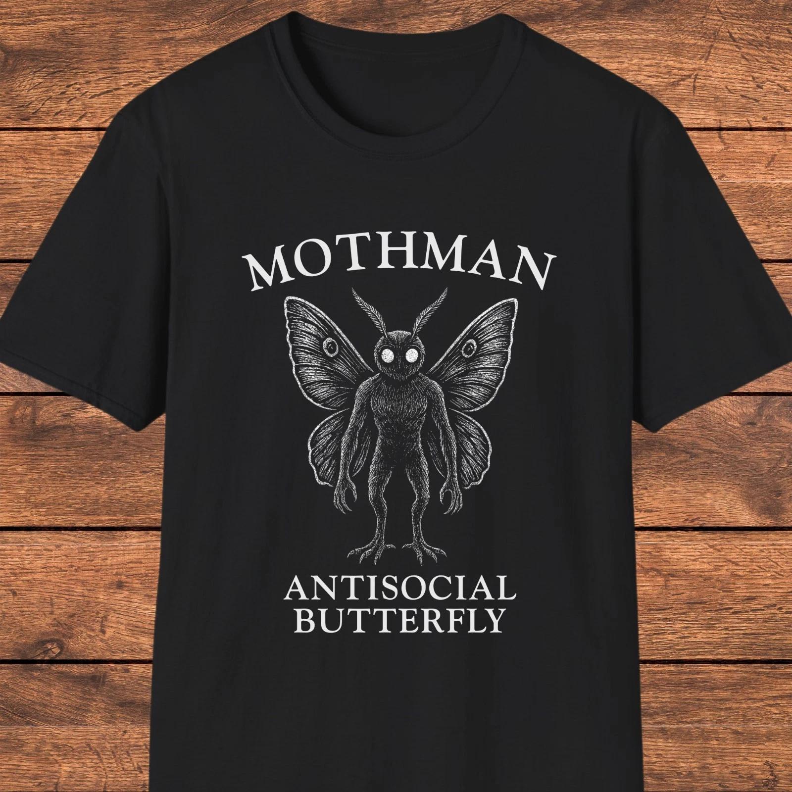 Mothman Antisocial Butterfly Shirt, Cryptid Humor Tee, Gothic Graphic T Shirt 2XL