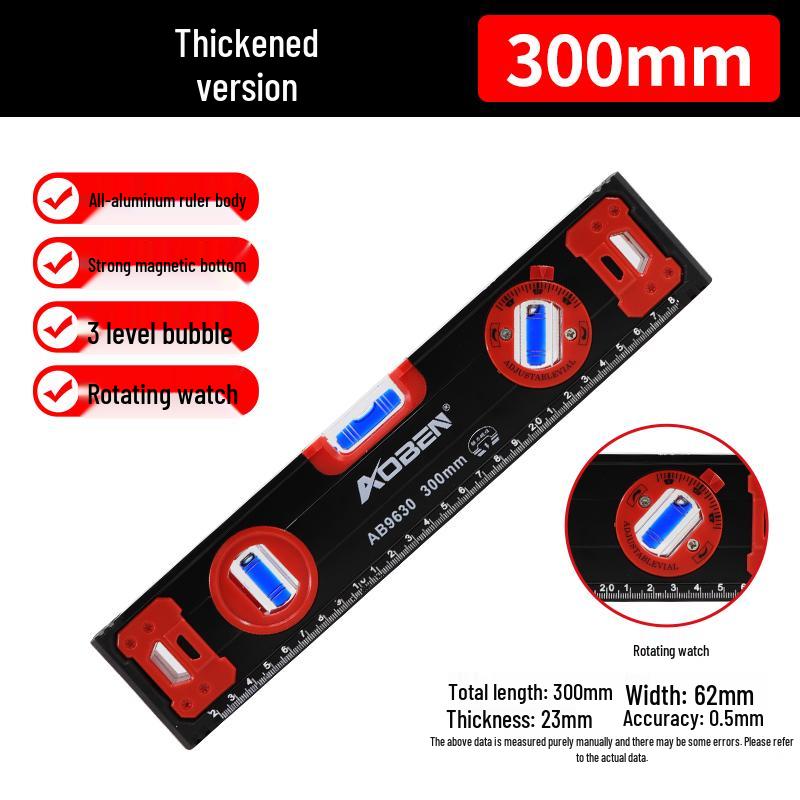 High Precision Mini Spirit Level with Strong Magnet, Multifunctional Aluminum Alloy Ruler