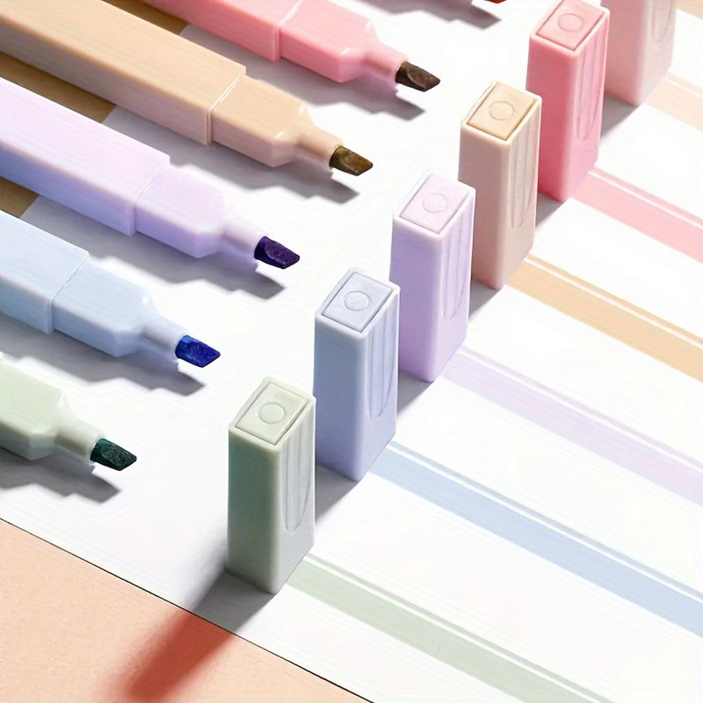 6/12 pz Evidenziatori Estetici Colori Assortiti, Non Sanguinano Con Punta Morbida 6 Colori Penne Marker Estetici Cancelleria
