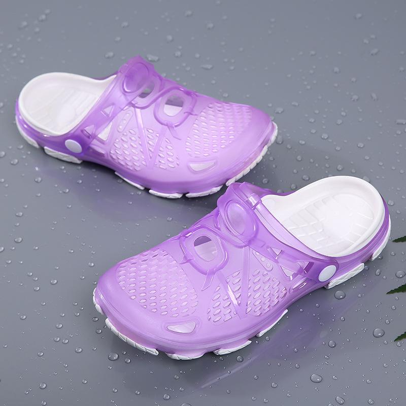 2025 Summer Foreign Trade New Couple Sandals Bag Head Hollow Jelly Shoes Breathable Large Size Men's Shoes Beach Hole Shoes