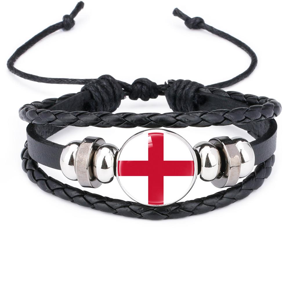 World Cup Leather Bracelet National Flag Soccer Match Souvenir  Adjustable Cowhide Woven Bracelet for Men Women,Sports  Fan Accessories