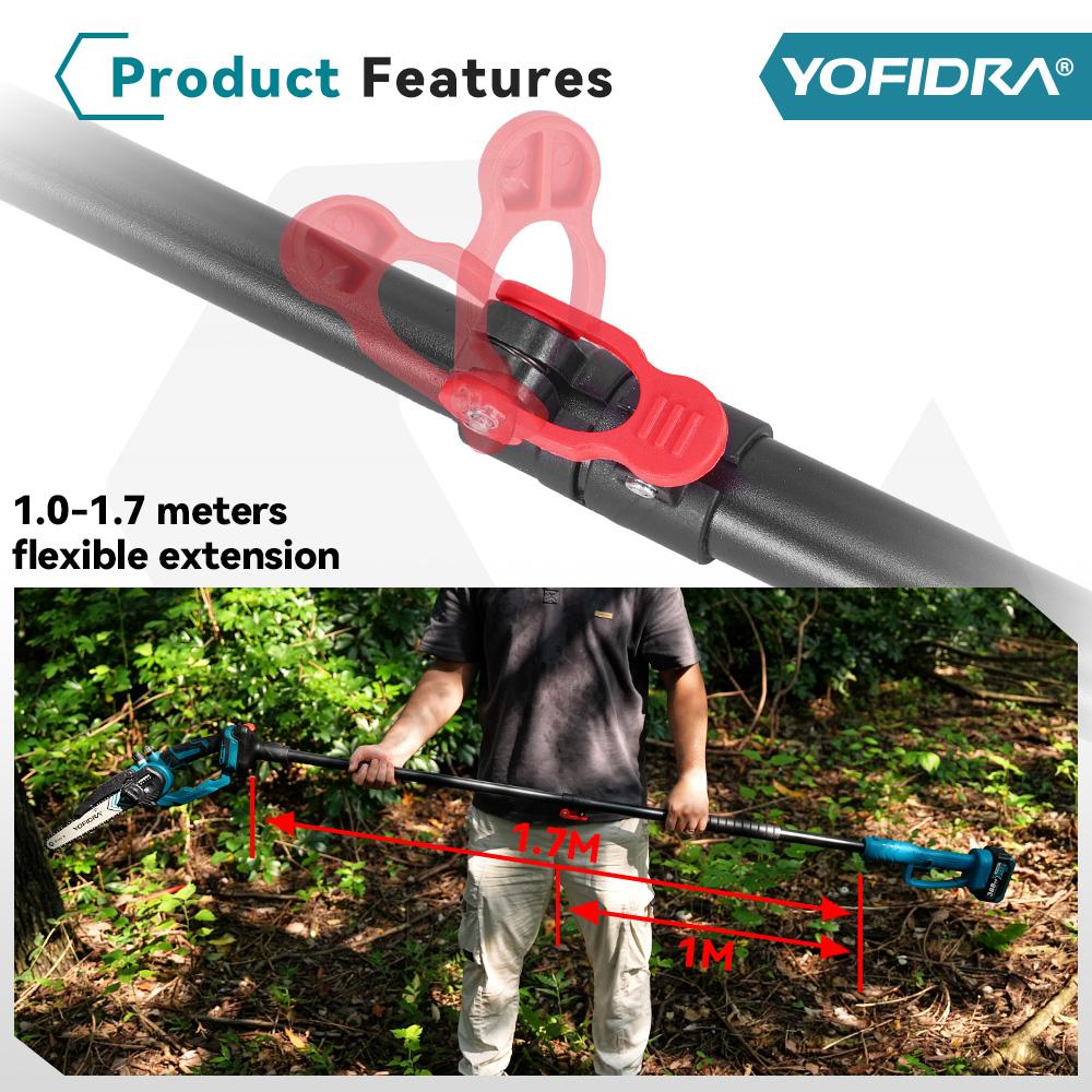 Yofidra Brushless 8Inch Telescoping Pole Electric Chainsaw High Branch Saw Garden Pruning Power Tool For Makita 18V Battery Pin