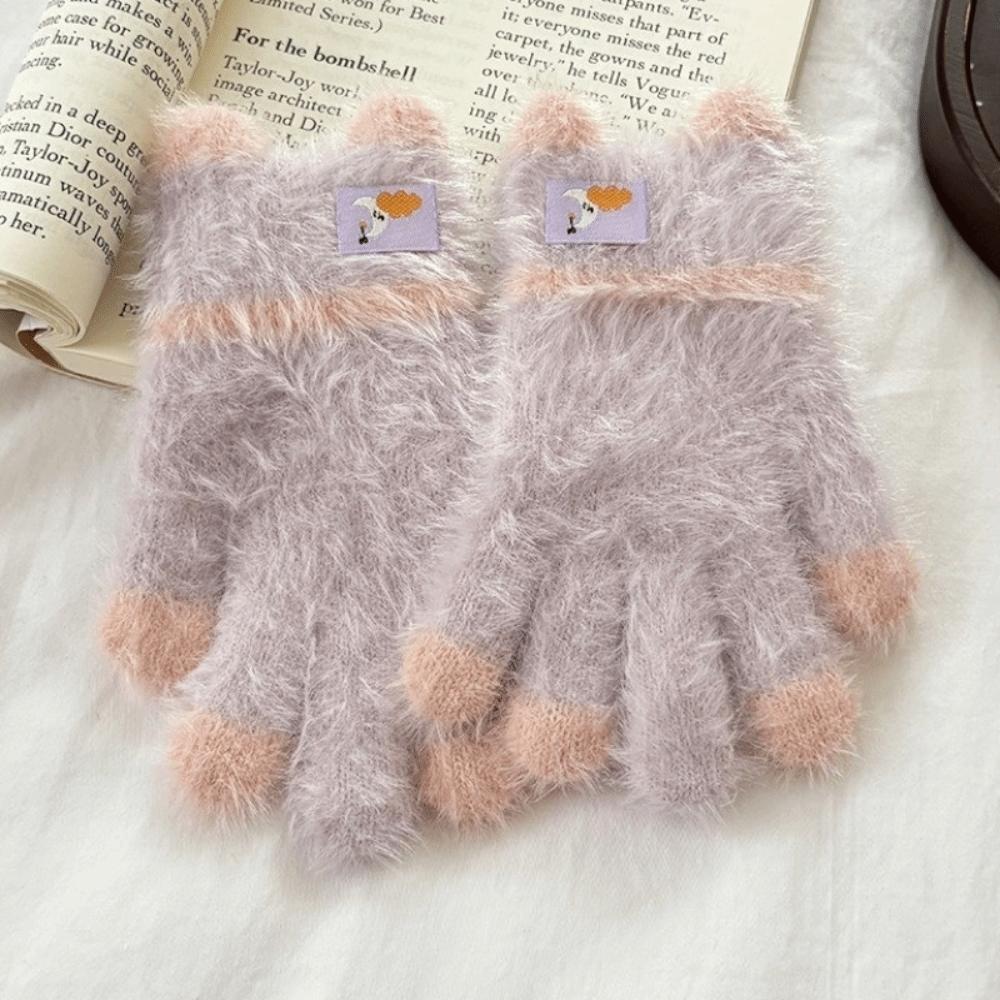 A Pair Mink-Like Toddler Gloves 3-8Years Long-Hair Material Winter Warm Gloves Thick Warm Children's Gloves Playing In Snow