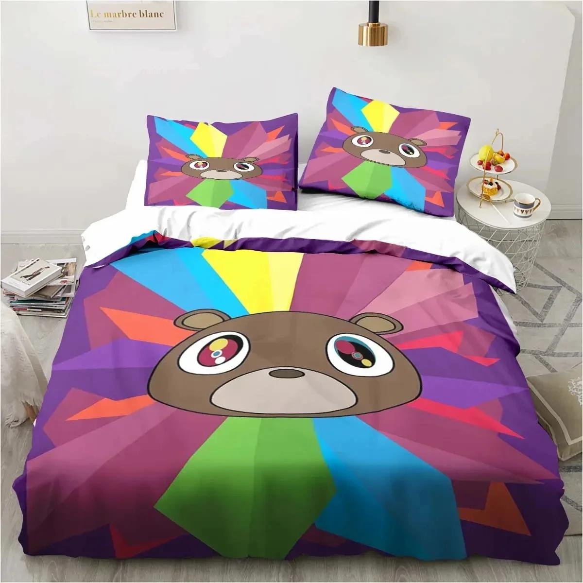 

3D Print Kanye West Rapper Art Cartoon Bedding Set Double Twin King Duvet Cover Comforter Pillowcase Boys Girls Adults Bedroom 70x133cm