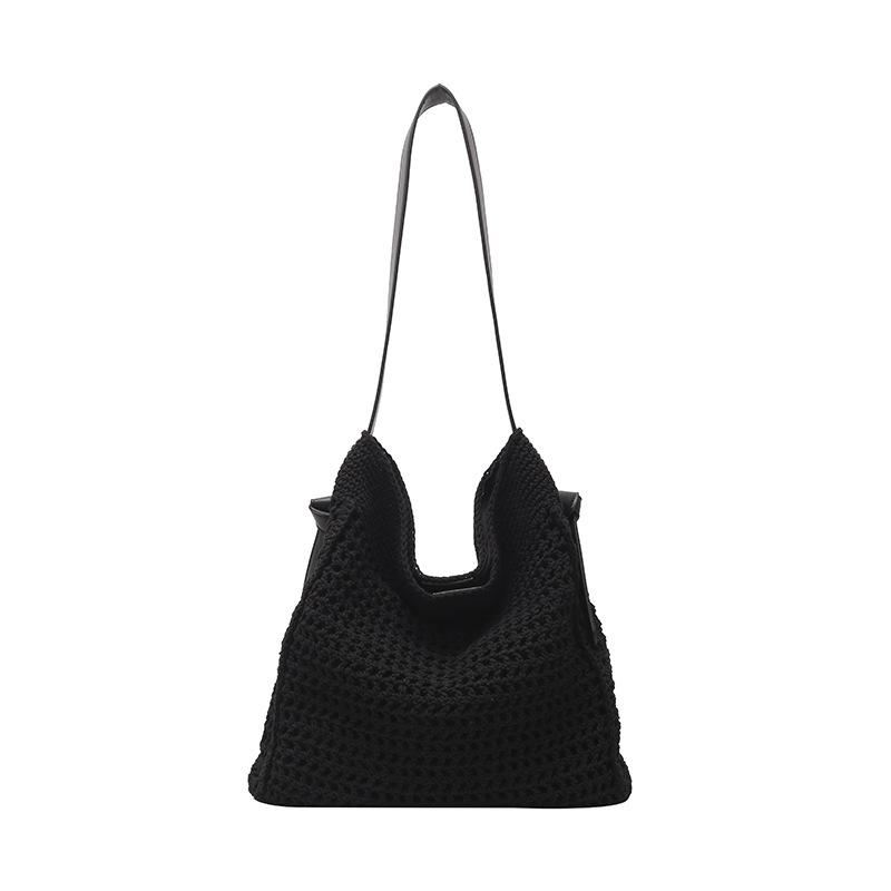 

Женская сумка сумка-ведро повседневная большой вместимости сумка подмышку для путешествий на морское побережье сумка через плечо чёрный