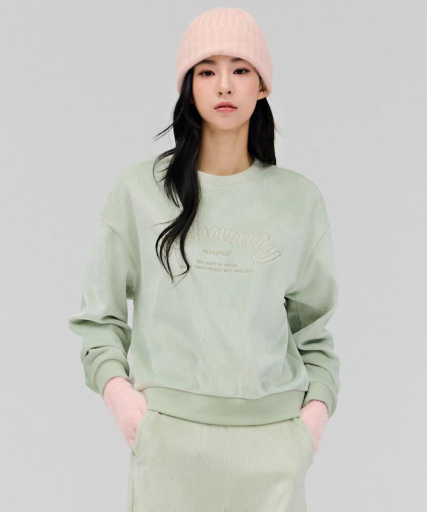 CHASECULT Women'S Brushed Fleece Embroidered Sweatshirt - Mint