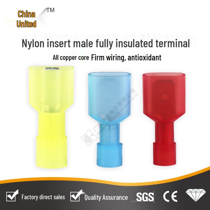 Mid-Nylon Insulated Pin Terminal: Quick Male-Female Block for Cold Crimp Mating Wire