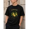 Herren schwarzes Baumwoll-T-Shirt mit Vintage-Zitronen-Grafik, kurzärmelig, Rundhalsausschnitt, lockere Passform, Freizeitkleidung für Sommerausflüge