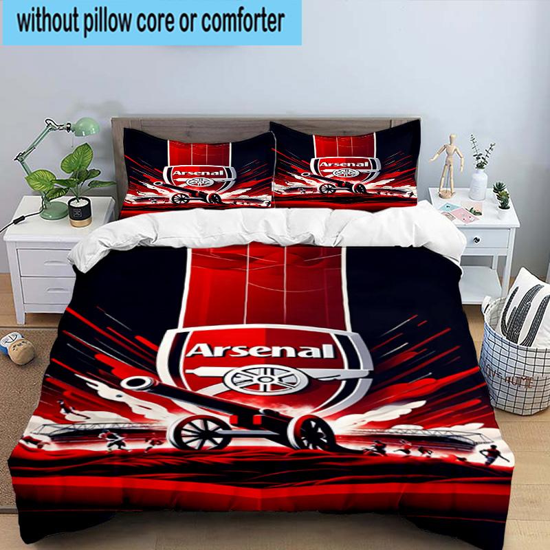 Set Biancheria da Letto Stampato con Stemma Arsenal Football Club 3 Pezzi Chiusura con Zip Include 1 Copripiumino & 2 Federe Set Biancheria da Letto Arredamento Casa Regali