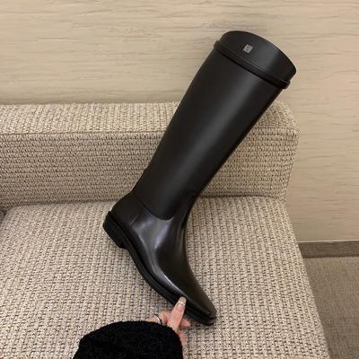 Cowhide Version Leather Flat Boots Fat Mm Thick Leg Boots Women's Knight Boots Tall Boots
