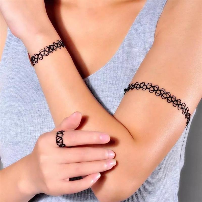 New Stretch Vintage Jewelry Set Attoo Necklace For Women Girl Charm Punk Retro Gothic Elastic Choker Female Party Wedding Gift