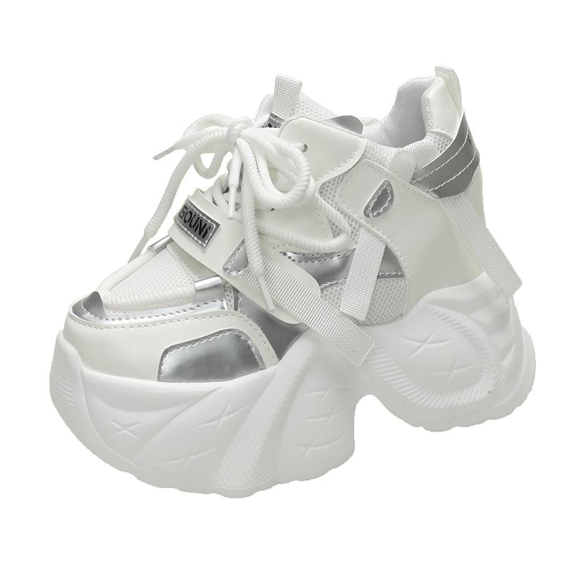 Fashion 9.5CM 2024 Spring Non-slip Outdoor Chunky Sneakers Women Vulcanize Platform Wedge New Autumn Leather Loafer Fashion Comfy Shoes