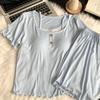 Women's Summer Modal Pajamas with Built-in Bra Pads - 2026 New Style Camisole, Short Sleeve, Lace Shorts Homewear