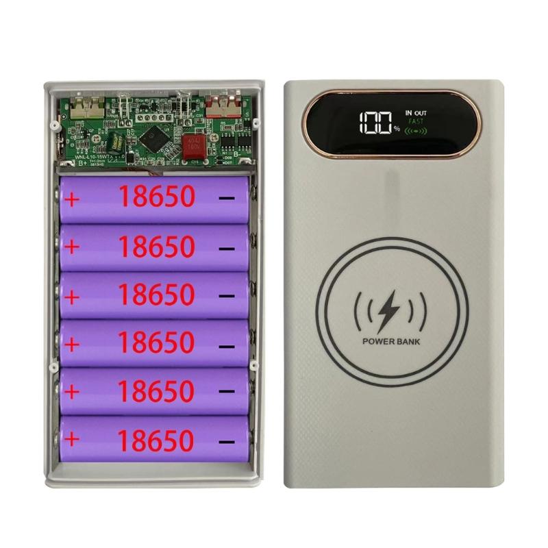 DIY 6x18650 Battery Case Charger Outer Plastic shells Power Bank Shells Portable External Boxes without Batteries