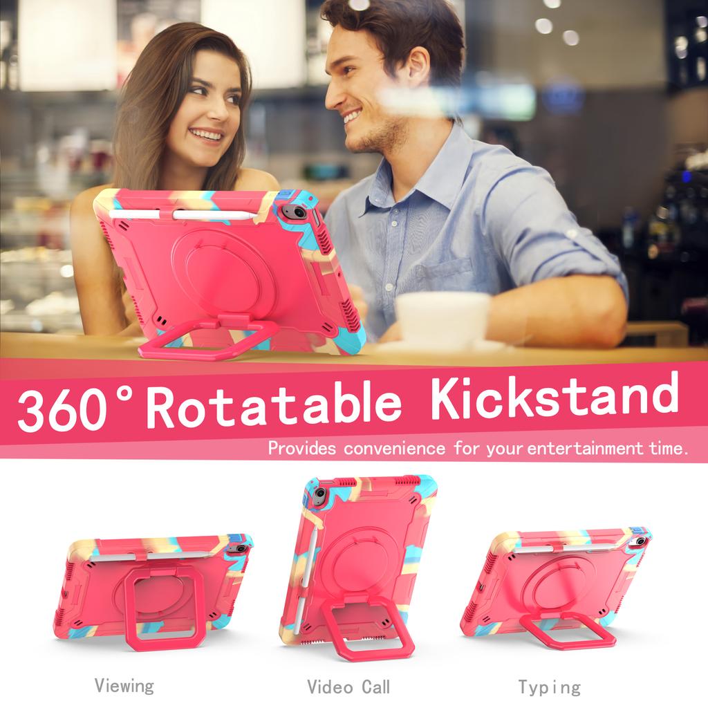 For iPad Air 11 (2025)/(2024) Case with Shoulder Strap PC+Silicone Hand Grip Kickstand Tablet Cover