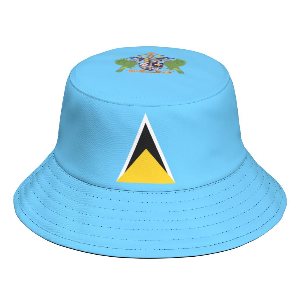Saint Lucia Fisherman Hats Free Custom Made Name Number Team Logo Bucket Cap Country Travel Nation Island Flag Headgear