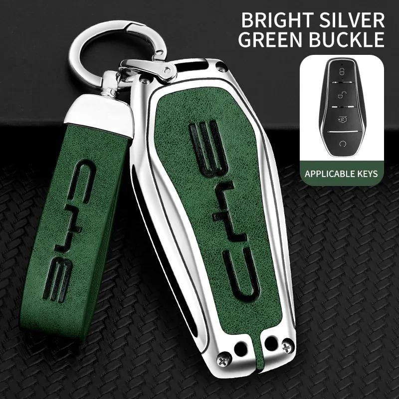Metal & leather car key cover case shell protector for BYD Han EV Tang DM Qin plus song Pro Max yuan dolphin E2 Atto 3 accessori