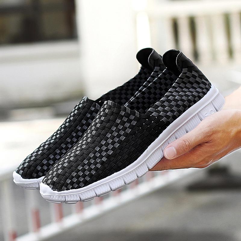 

Мужская обувь Лето Женская Ручная работа Плетеная Дышащая Пара Повседневная Плоская подошва Легкие Повседневные Лоферы Большой размер 2025 44 чёрный