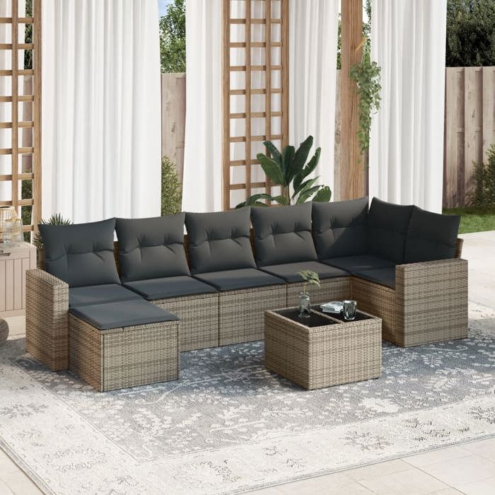 VidaXL Salon de jardin 8 pcs avec coussins gris résine tressée 3219280