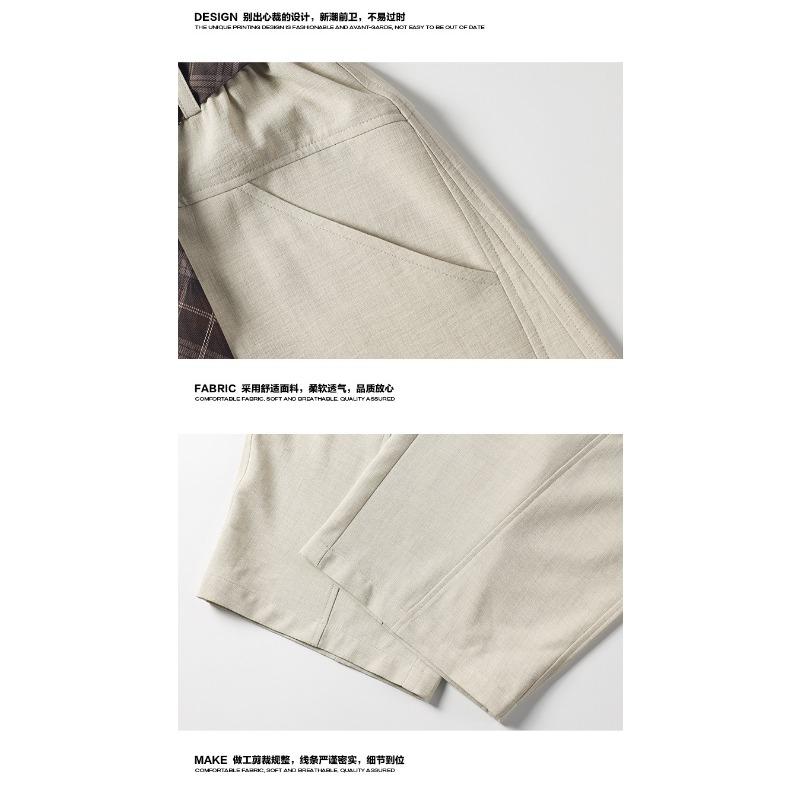 Vintage Contrast Color Plaid Belt Curved Wide Leg Loose Casual Pants For Men