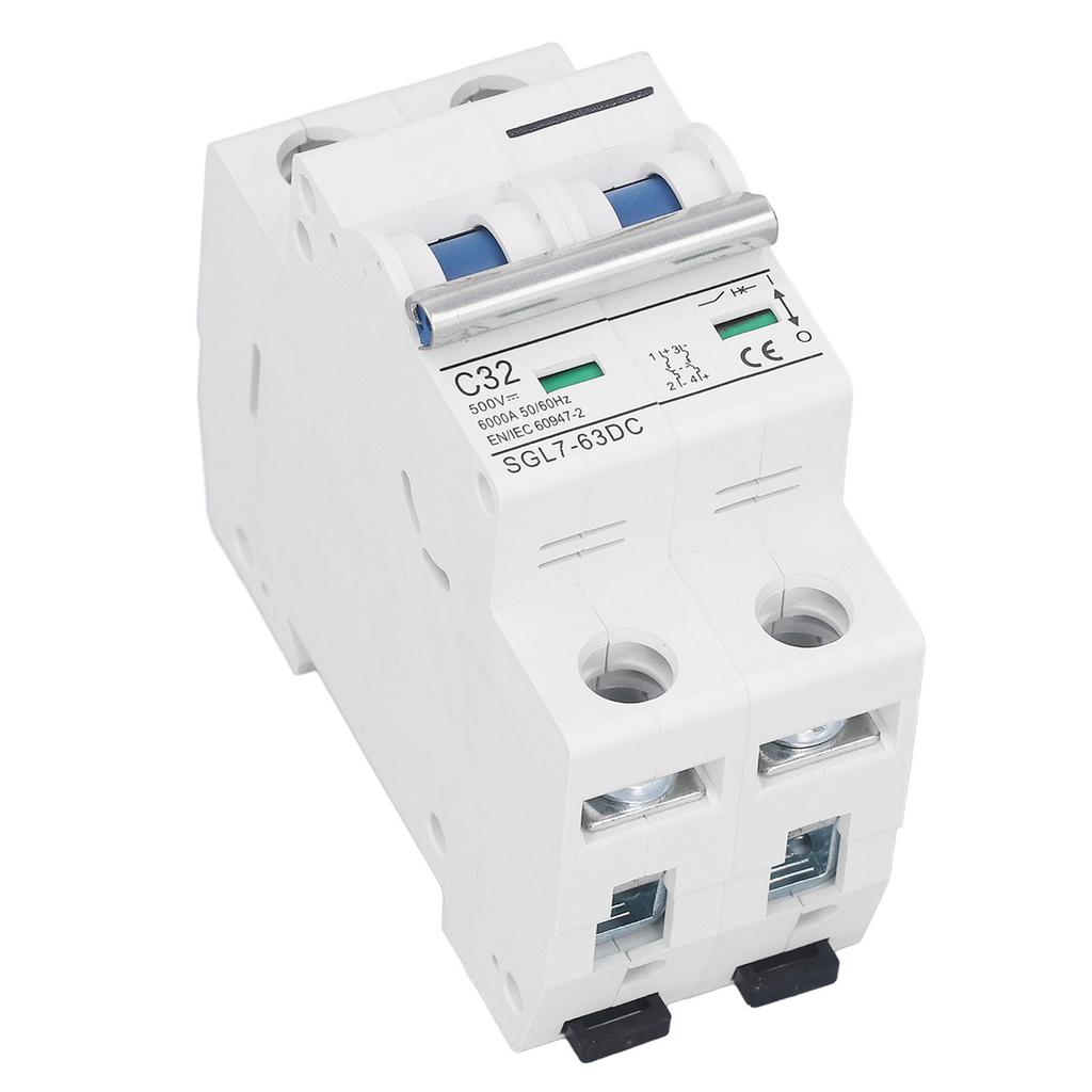 DC Miniature Circuit Breaker 2 Pole 500V 32Amp Isolator Din Rail Mount Disconnect Switch for Solar PV System