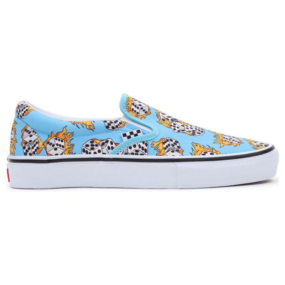 Vans Skate Slip-On Modrý Plamen Kostky Unisex Tenisky Synth-Modrá VN0A5FCABM6