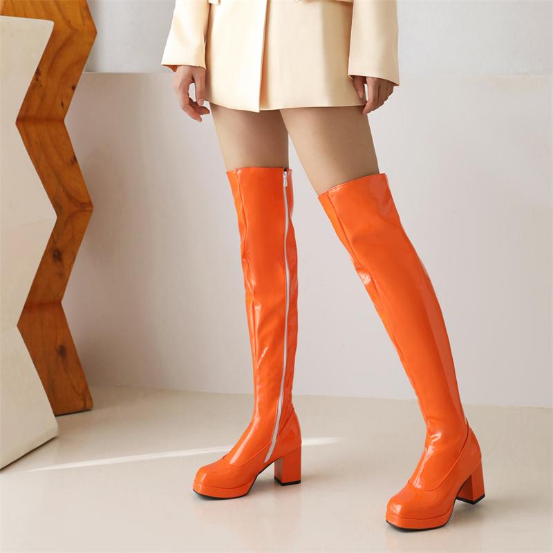 Sexy Overknee Boots For Women Patent Fetish Party Shoes Lady Heels Over the Knee Boots White Black Red Winter Long Fetish Shoes