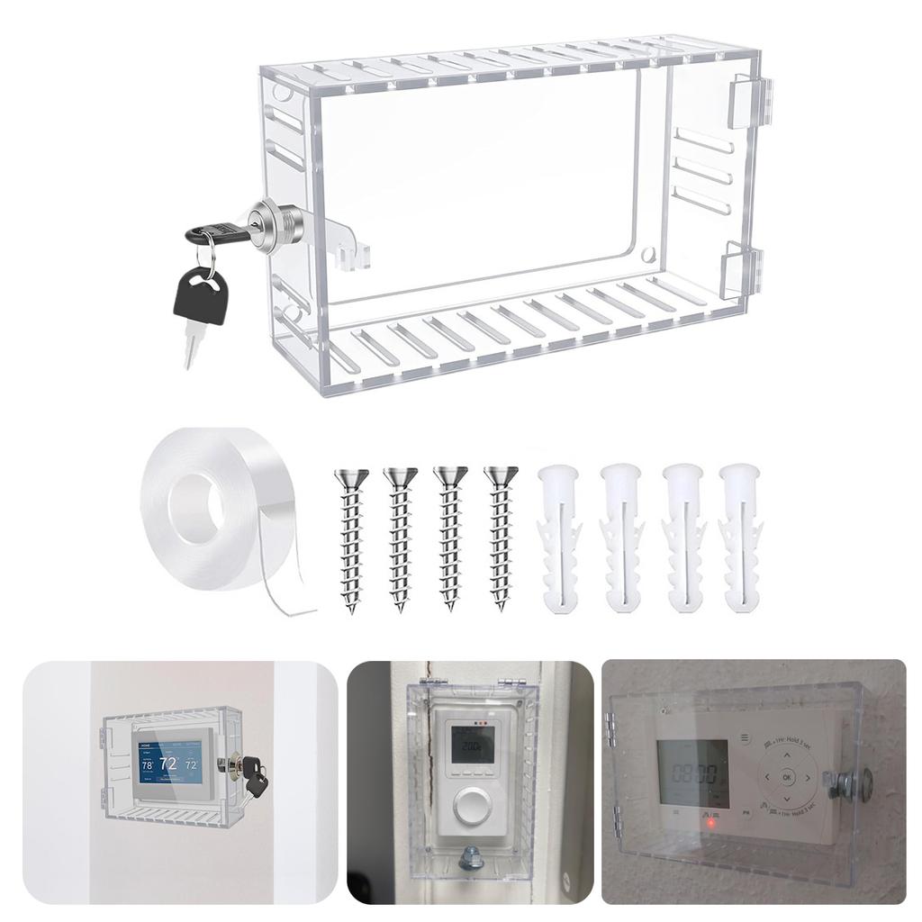 Uniwersalne pudełko blokujące termostat z kluczem, montowane na ścianie, przezroczysta osłona termostatu z zamkiem, osłona ochronna termostatu