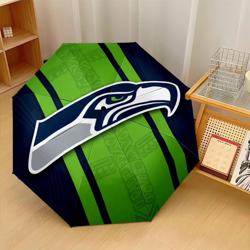 Seattle Seahawks Print Auto 8?Ribs Folding Umbrella Wind Resistant Lightweight Automatic Umbrella For Daily Travel