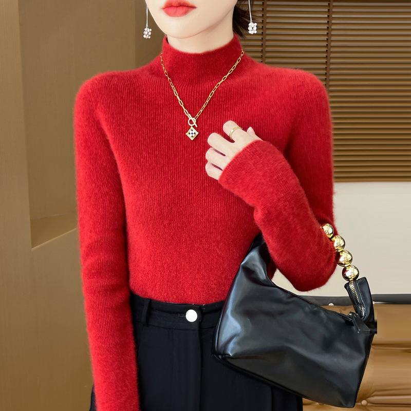 Tight Half-high Neck Bottoming Shirt Women's Fall and Winter Knitted Sweater