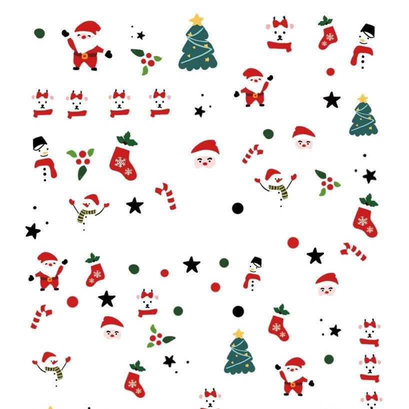 Festive 3D Christmas Nail Art Stickers: Cute Santa, Tree & Snow Designs