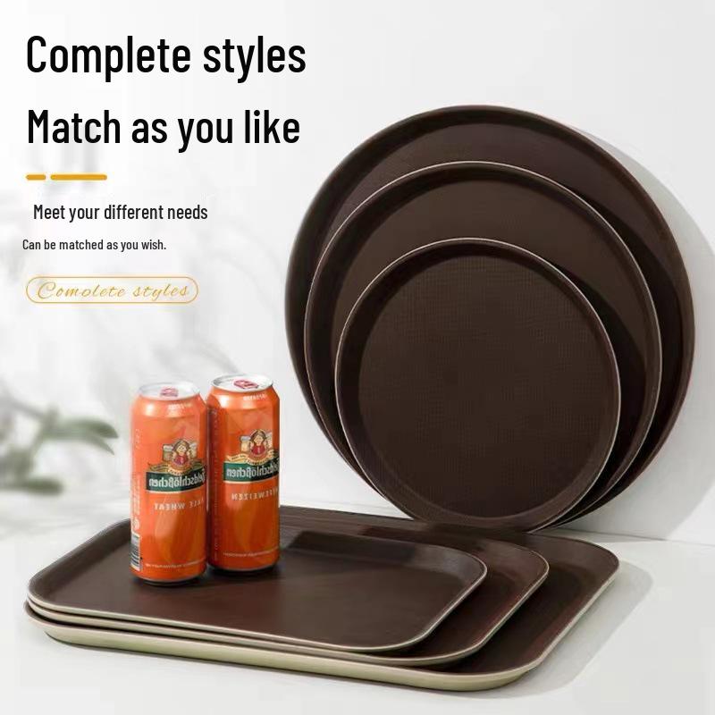 Non-slip Rectangular Plastic Serving Tray - Round Model for Restaurants, Hotels, and KTVs