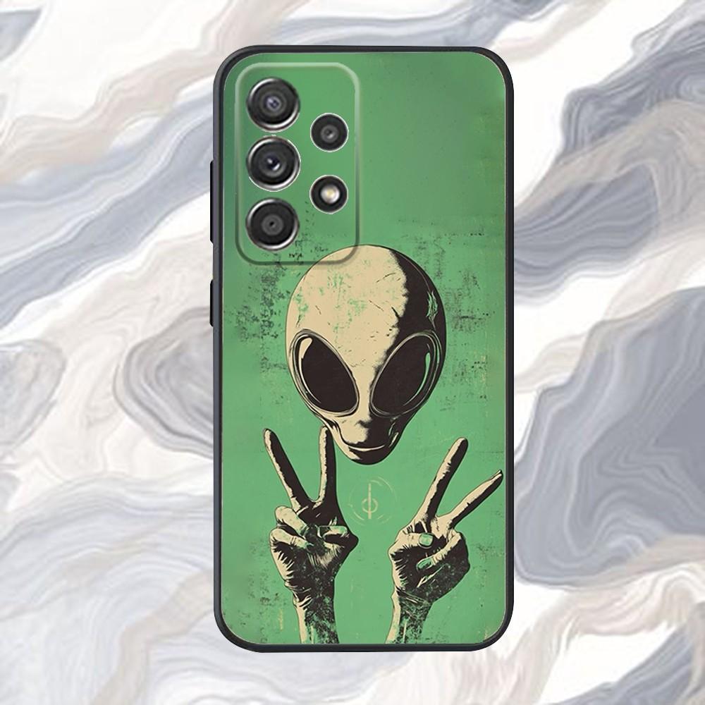 Funny Aliens Phone Case For Samsung S25,S24,S21,S22,S23,S30,Ultra,S20,Plus,Fe,Lite,Note,10,9,5G Black Cover
