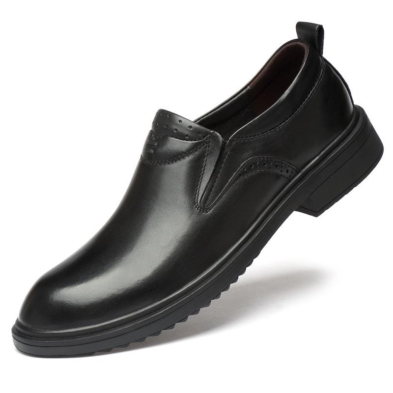 Men s Black Crocodile Pattern Leather Business Shoes - Korean Style, Round Toe, Four-Season Wear 43