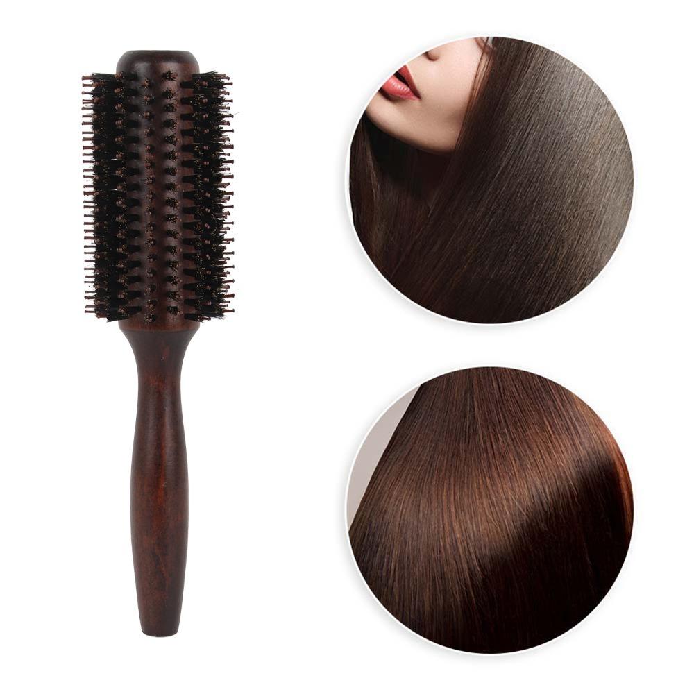 

Solid Wood Roller Comb Professional Hairdressing Comb Hair Care Round Comb Women Use