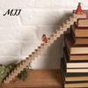 Reusable Wooden Calendar Christmas Staircase Countdown Calendar, Ornament with Santa Claus Gift for Kids Doll, 24 Days Advent Holiday Bookshelf